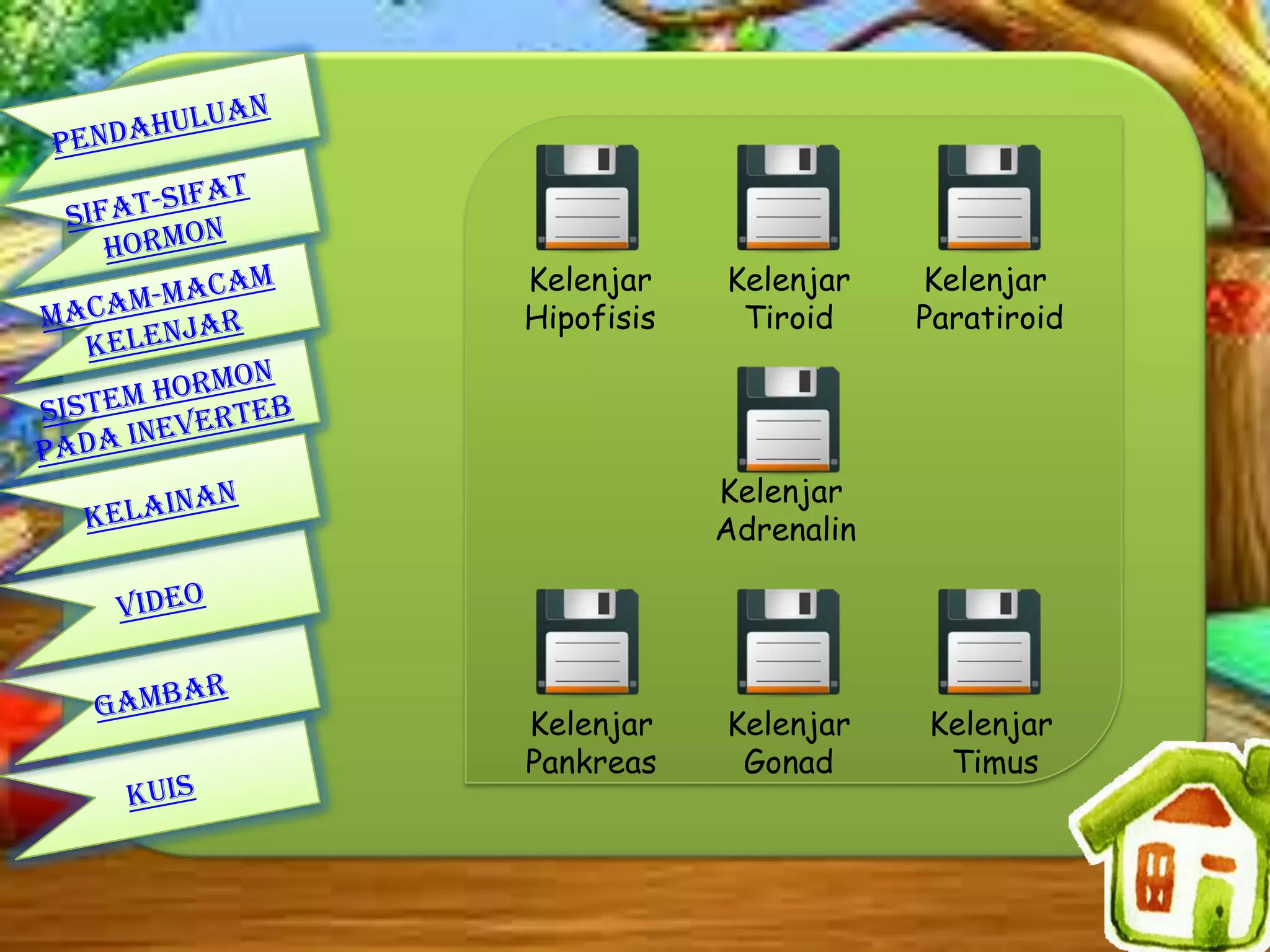 Kelenjar
Hipofisis

Kelenjar
Tiroid

Kelenjar
Paratiroid

Kelenjar
Adrenalin

Kelenjar
Pankreas

Kelenjar
Gonad

Kelenjar
Timus

 