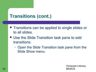 Transitioned Task Powerpoint Power point lesson 20 | PPT