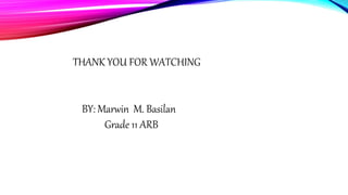 THANK YOU FOR WATCHING
BY: Marwin M. Basilan
Grade 11 ARB
 