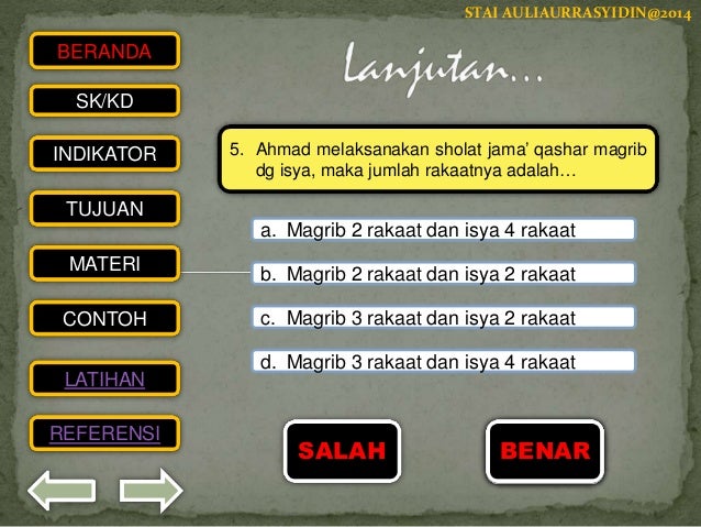 Materi Latihan Tentang Sholat Jamak Dan Qashar
