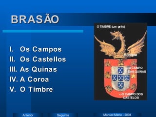 BRASÃO Os Campos Os Castellos As Quinas A Coroa O Timbre Manuel Maria - 2004 