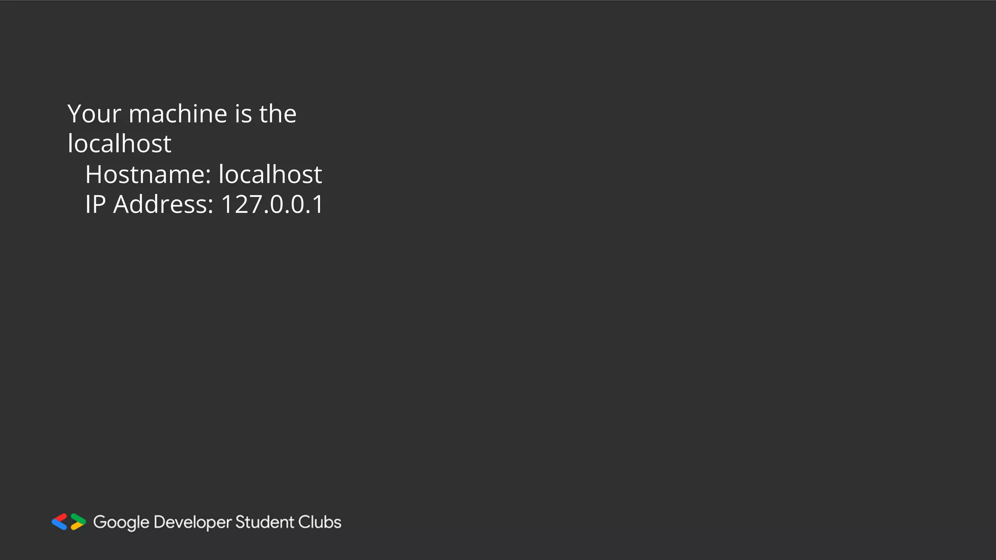 Your machine is the
localhost
Hostname: localhost
IP Address: 127.0.0.1
 