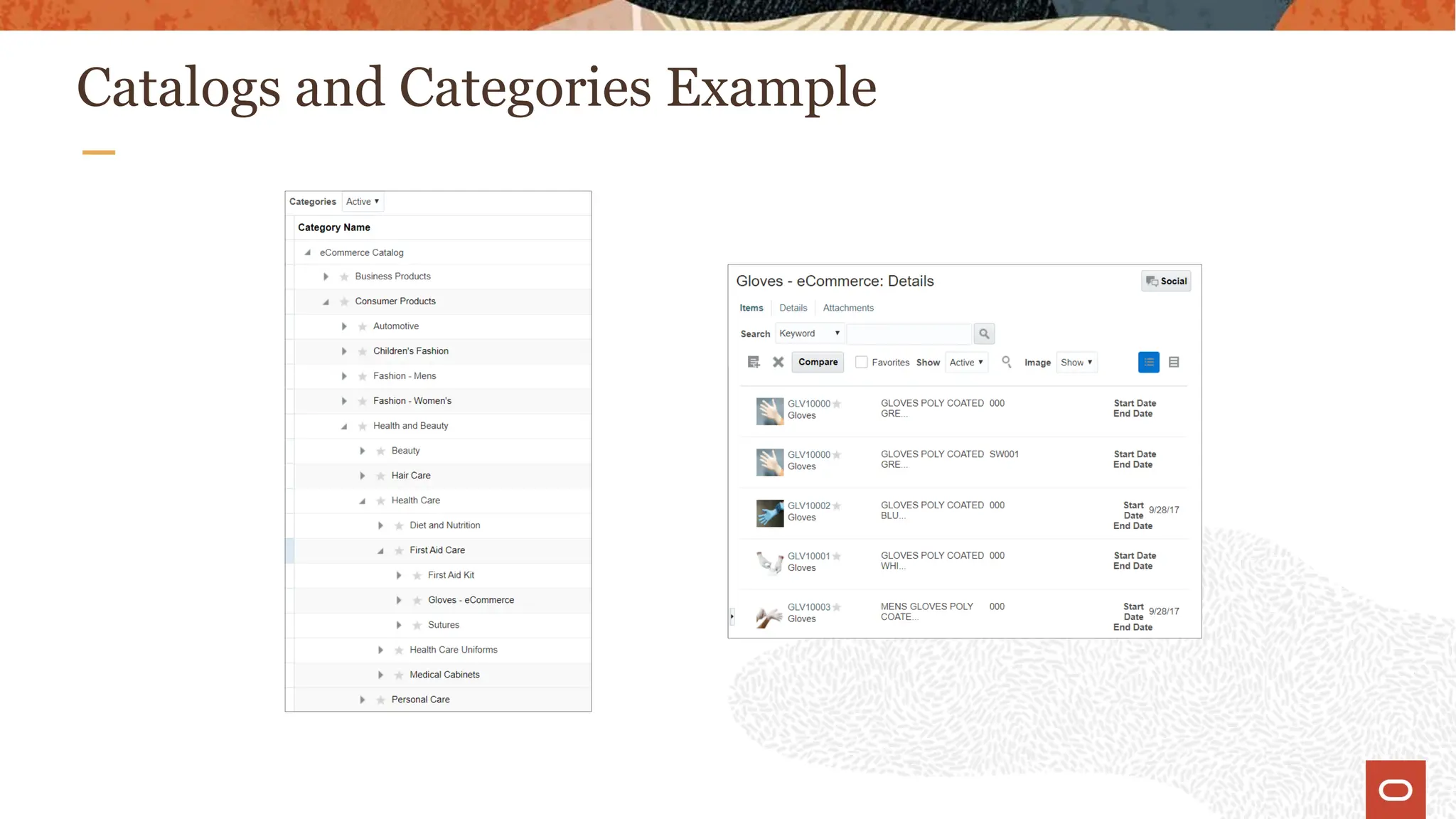 Catalogs and Categories Example
 