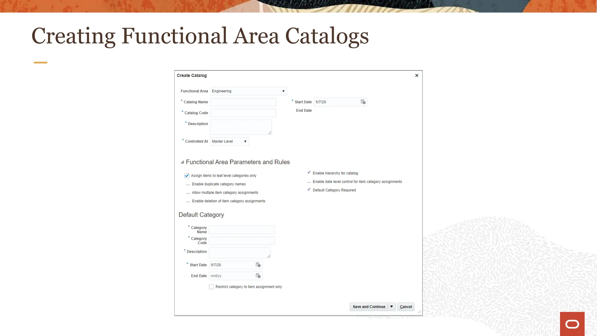 Creating Functional Area Catalogs
 