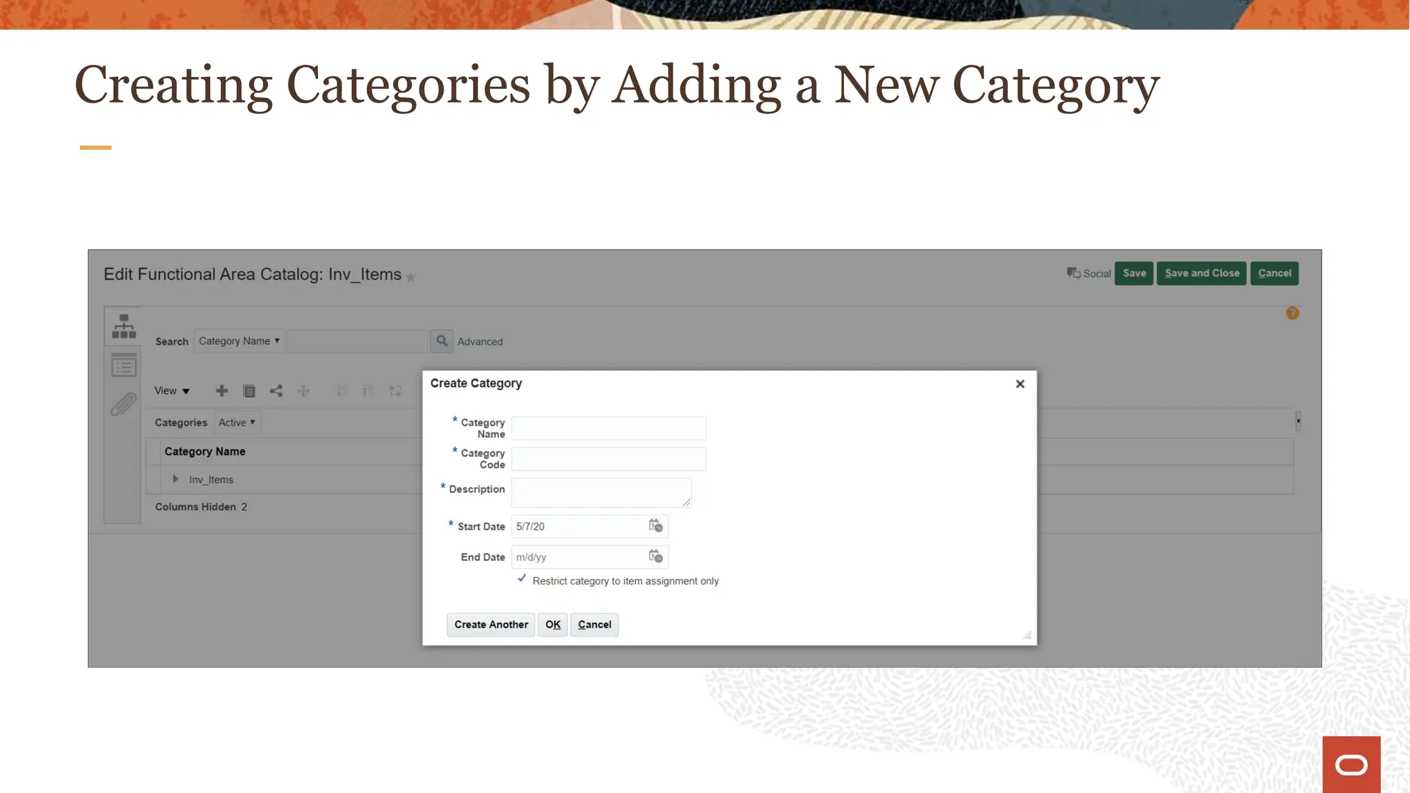 Creating Categories by Adding a New Category
 