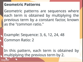 mathematics in the modern world study of patterns | PPTX