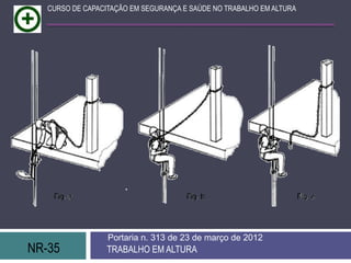 NR-35 TRABALHO EM ALTURA
Portaria n. 313 de 23 de março de 2012
CURSO DE CAPACITAÇÃO EM SEGURANÇA E SAÚDE NO TRABALHO EM ALTURA
 