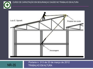 CURSO DE CAPACITAÇÃO EM SEGURANÇA E SAÚDE NO TRABALHO EM ALTURA




                  Portaria n. 313 de 23 de março de 2012
NR-35             TRABALHO EM ALTURA
 