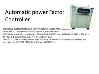 Power point of automatic power factor controller | PPTX