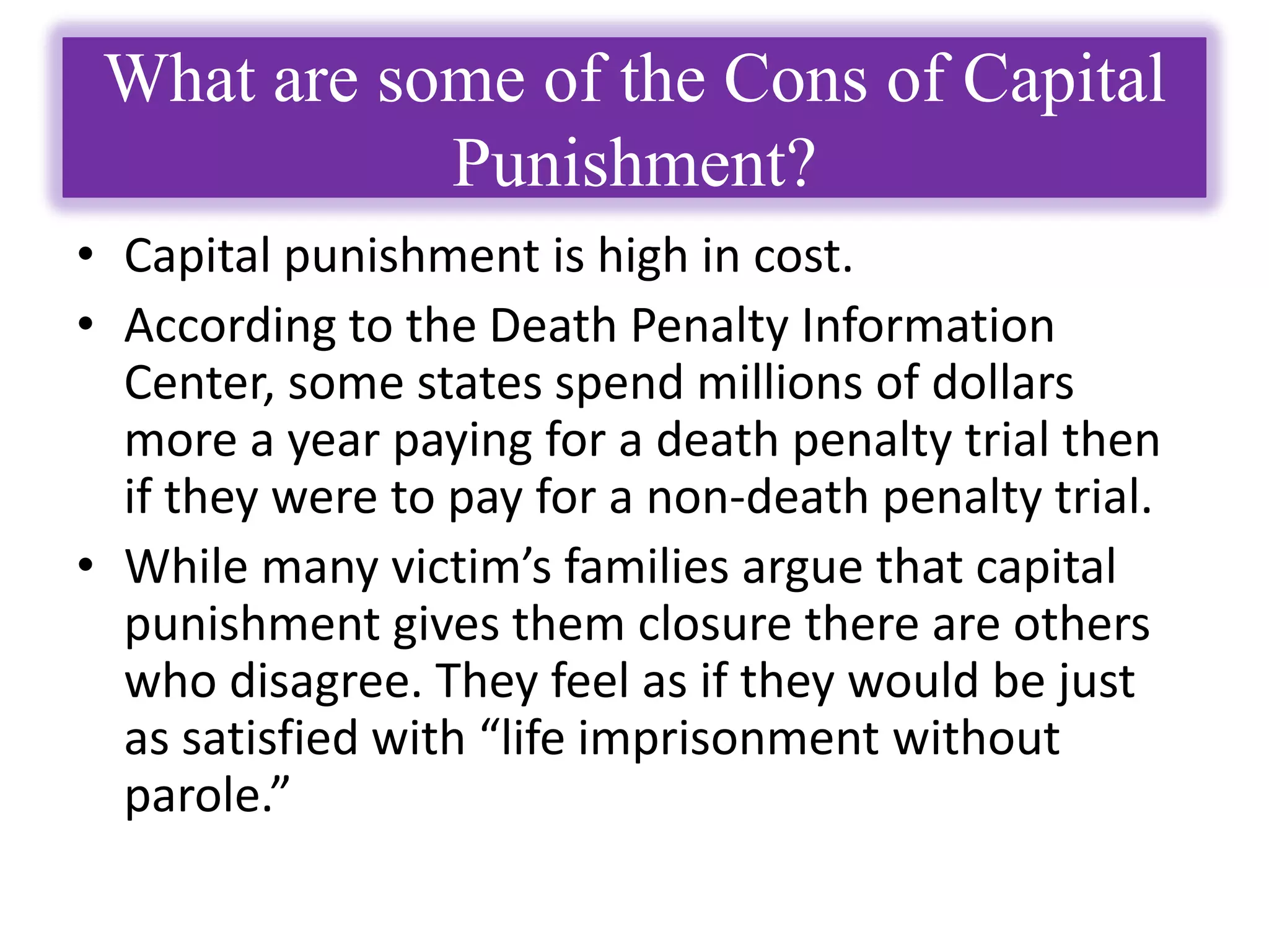 Capital Punishment Pro Con The Pros and Cons of Capital Punishemt | PPT