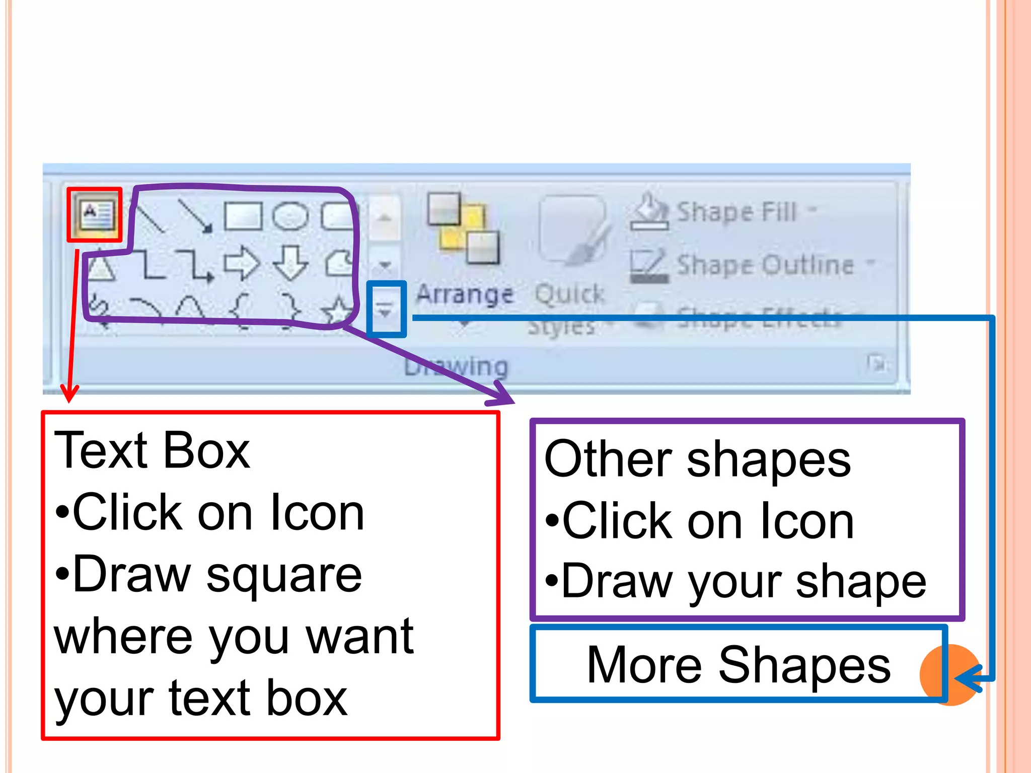 Arrow drops menu down to choose a layout for your new slideText BoxClick on Icon