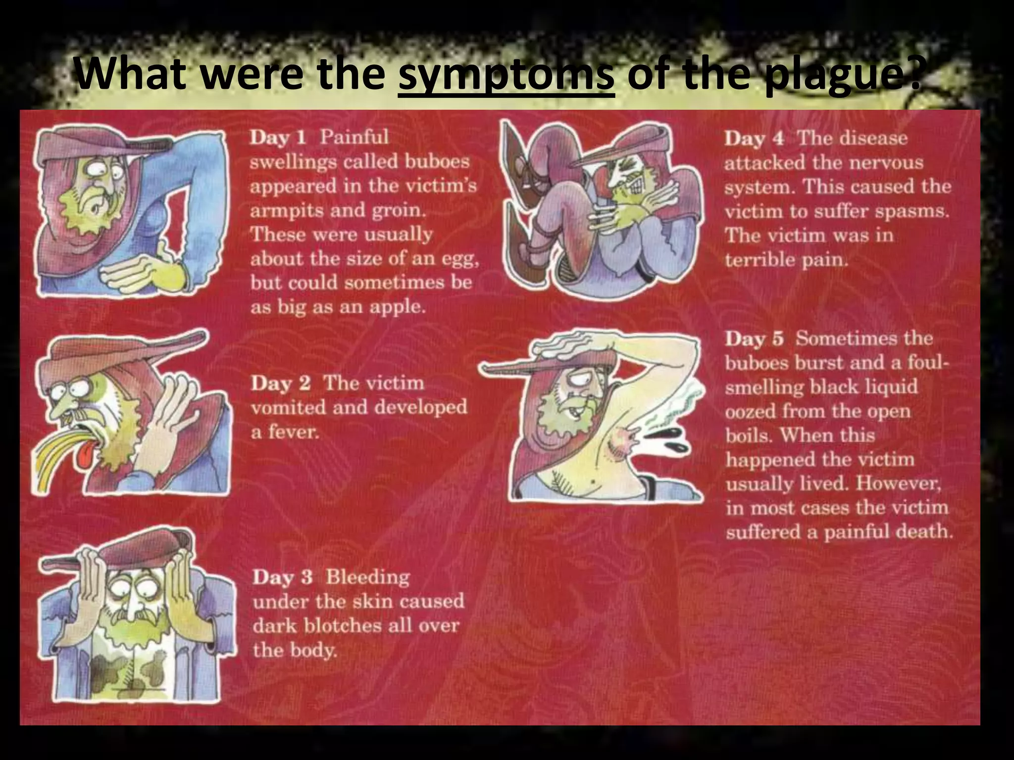 What were the symptoms of the plague?
 