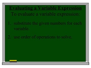 Standard Variable Order order of operations | PPT