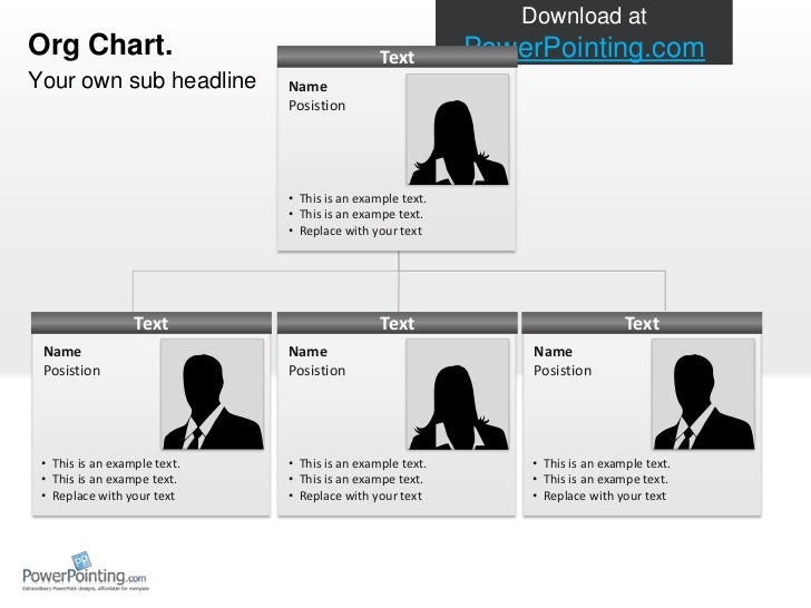 Download at SlideShop.com<br />Org Chart.<br />Text<br />Your own sub headline<br />Name<br />Posistion<br />Name<br />Pos...