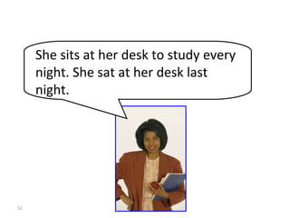 8-6  Let’s Practice She sits at her desk to study every night. She sat at her desk last night. 