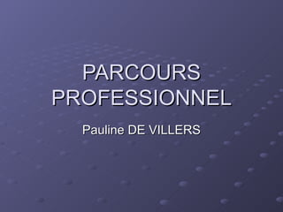PARCOURS PROFESSIONNEL Pauline DE VILLERS 