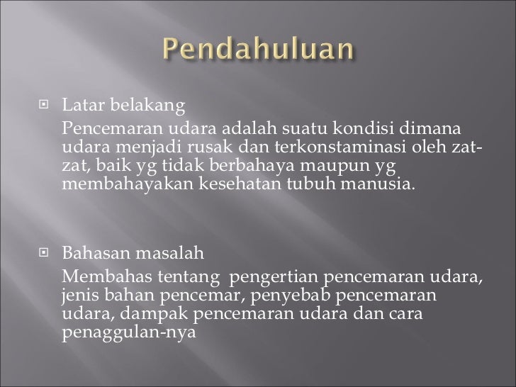 Power point pencemaran udara Power point pencemaran udara
