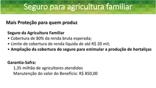 Seguro para agricultura familiar
Mais Proteção para quem produz
Garantia-Safra:
1,35 milhão de agricultores atendidos
Manu...