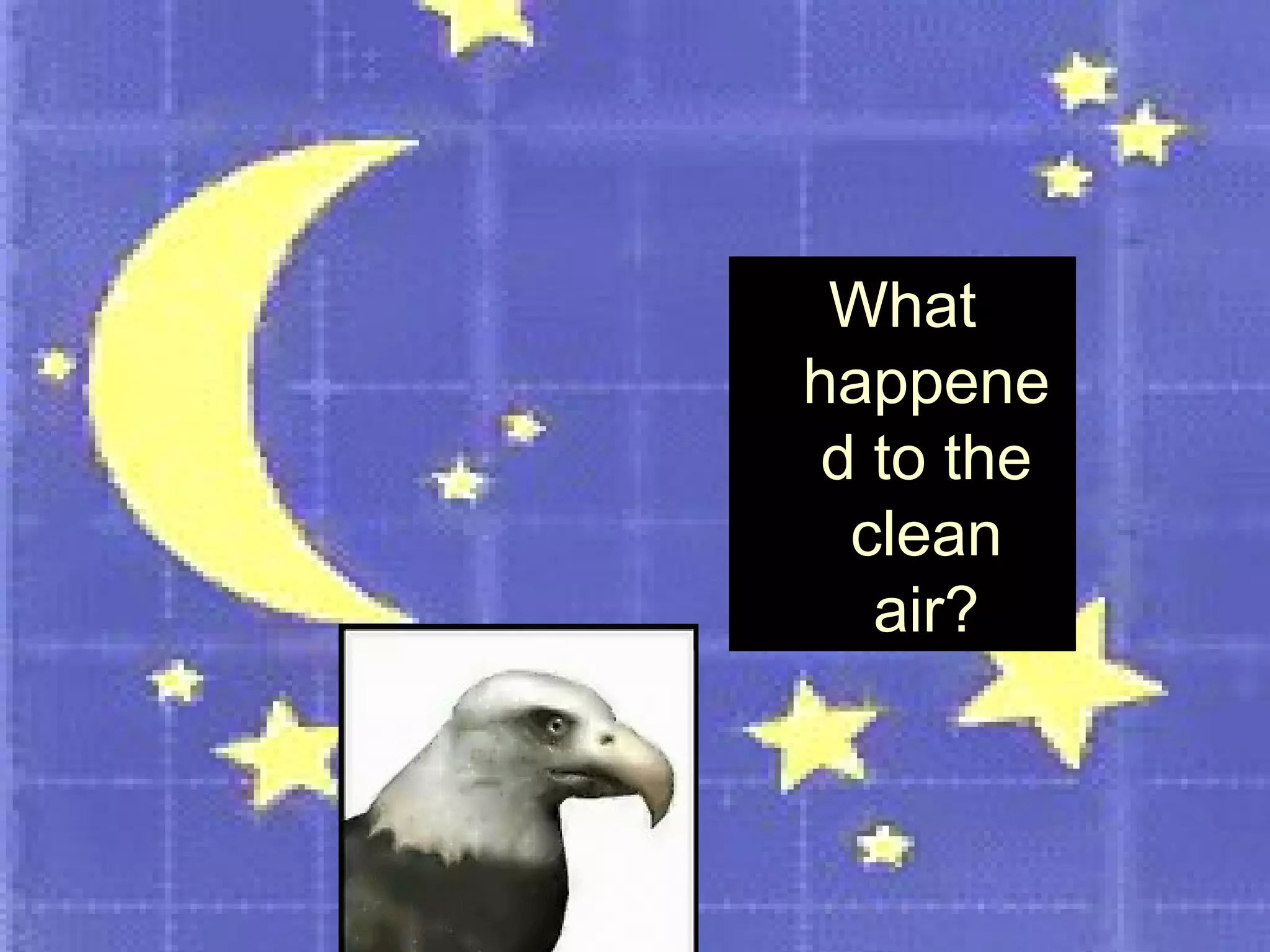 9
What
happene
d to the
clean
air?
 
