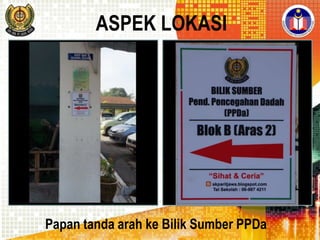 ASPEK LOKASI

Papan tanda arah ke Bilik Sumber PPDa

 