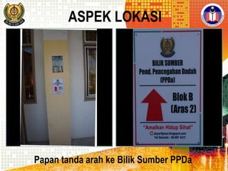 ASPEK LOKASI

Papan tanda arah ke Bilik Sumber PPDa

 