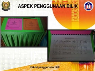 ASPEK PENGGUNAAN BILIK

Rekod penggunaan bilik

 