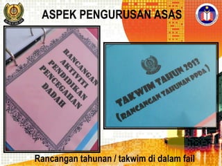 ASPEK PENGURUSAN ASAS

Rancangan tahunan / takwim di dalam fail

 