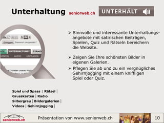 die Vernetzung von älteren Menschen mit gleichen oder ähnlichen Interessen fördern