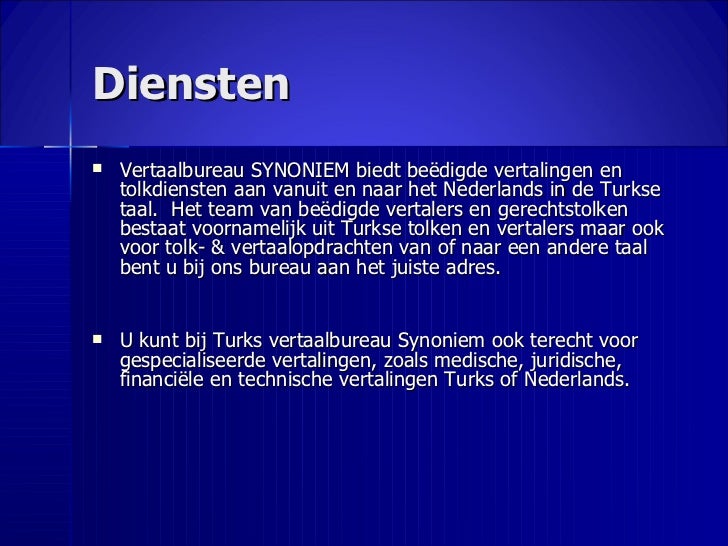 Powerpointpresentatie Vertaalbureau Synoniem