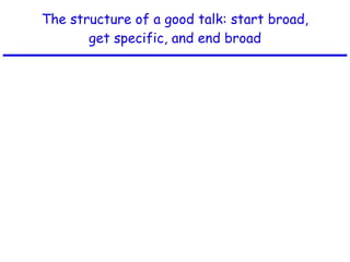 The structure of a good talk: start broad, get specific, and end broad 