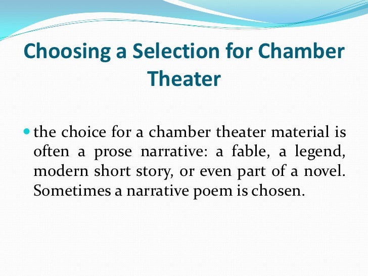 Readers Theater and Chamber Theater