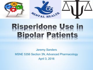 Jeremy Sanders
MSNE 5356 Section 3N, Advanced Pharmacology
April 3, 2016
 