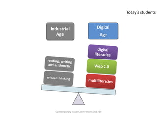 Today’s students


Industrial                          Digital
   Age                                Age




  Contemporary Issues Conference EDU8719
 