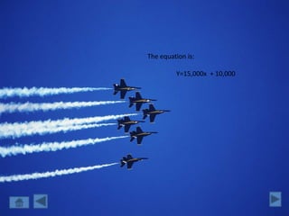 The equation is:

         Y=15,000x + 10,000
 