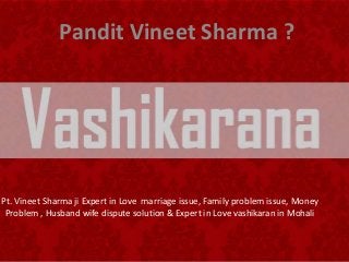 Pt. Vineet Sharma ji Expert in Love marriage issue, Family problem issue, Money
Problem , Husband wife dispute solution & Expert in Love vashikaran in Mohali
Pandit Vineet Sharma ?
 