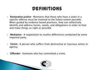 Powerpoint presentation restorative justice and victim offender ...