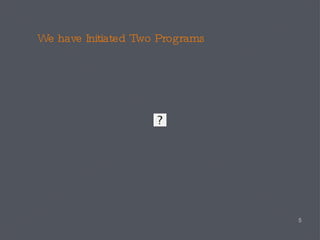 We have Initiated Two Programs 