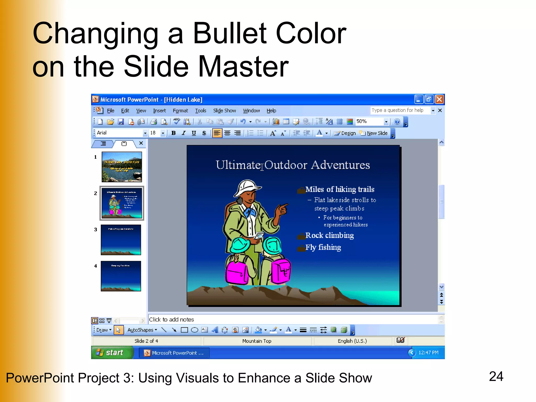 Changing a Bullet Color  on the Slide Master 
