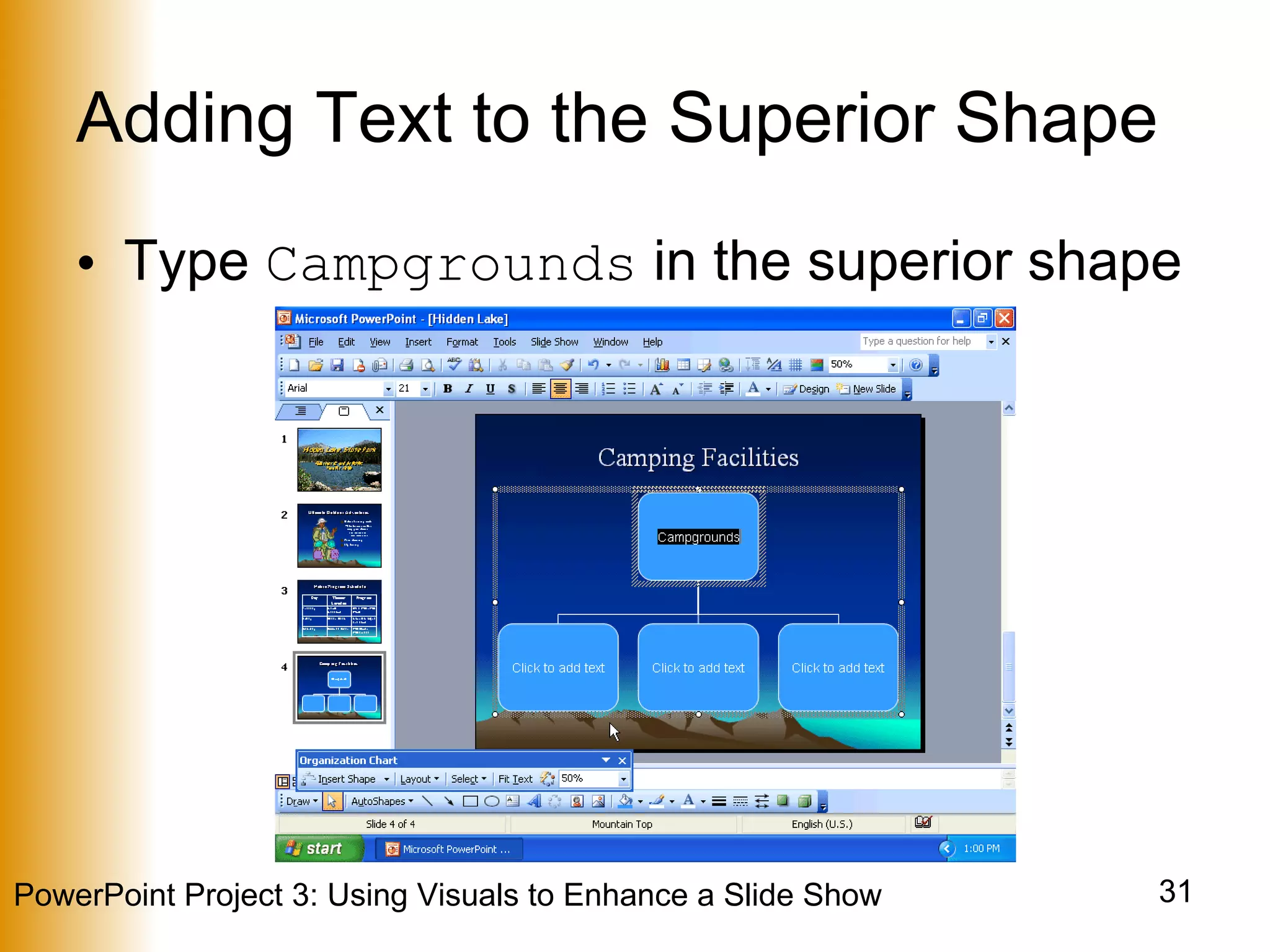 Adding Text to the Superior Shape Type  Campgrounds  in the superior shape 