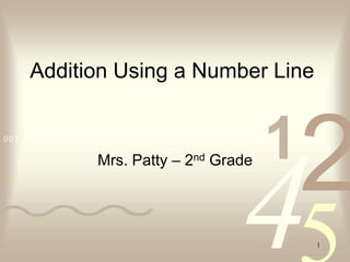 Addition Using a Number Line

0011 0010 1010 1101 0001 0100 1011

                    Mrs. Patty –     2nd           1
                                                       2
                                              4
                                           Grade




                                                       1
 