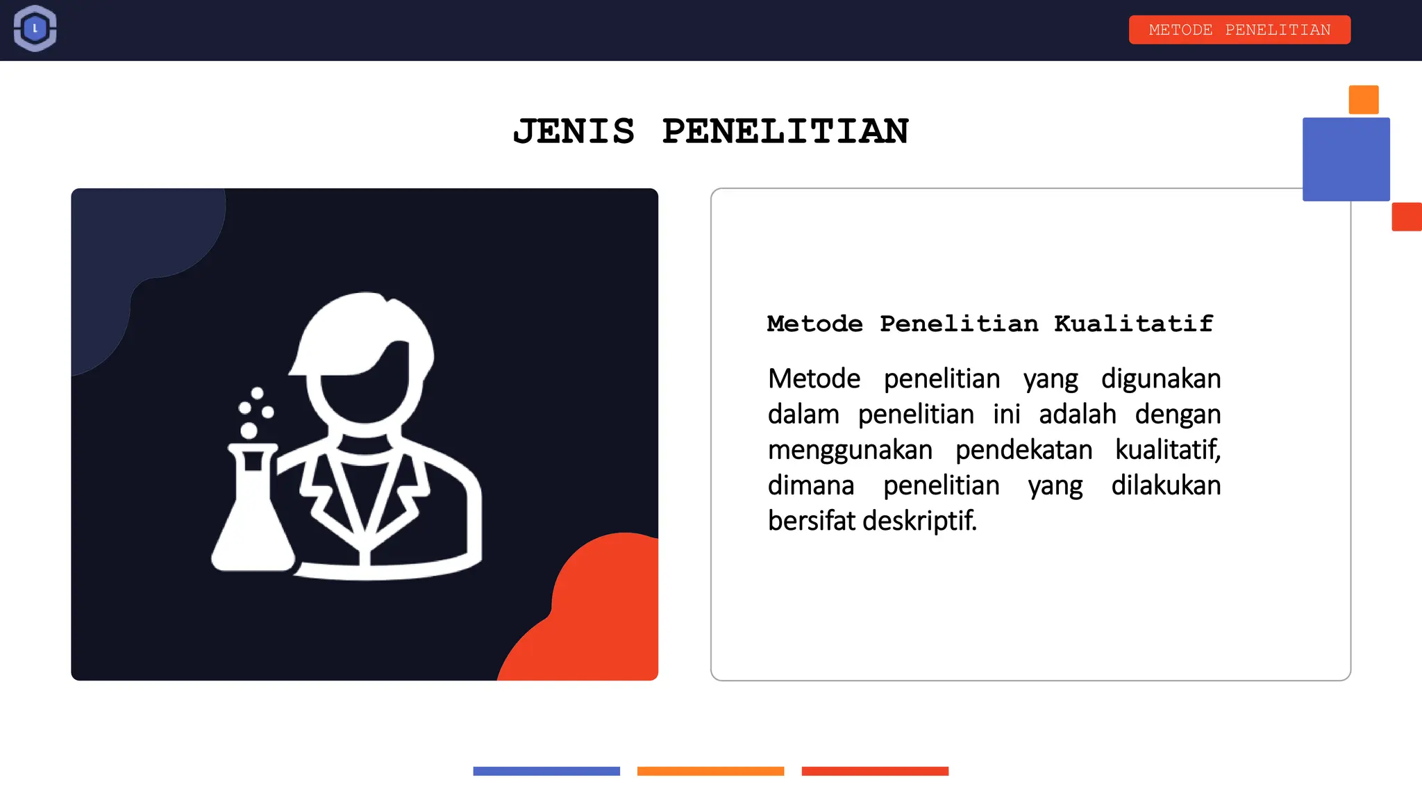 JENIS PENELITIAN
Metode Penelitian Kualitatif
Metode penelitian yang digunakan
dalam penelitian ini adalah dengan
menggunakan pendekatan kualitatif,
dimana penelitian yang dilakukan
bersifat deskriptif.
METODE PENELITIAN
 