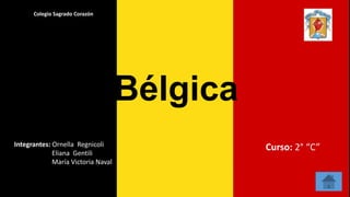 Colegio Sagrado Corazón
Bélgica
Integrantes: Ornella Regnicoli
Eliana Gentili
María Victoria Naval
Curso: 2° “C”
 