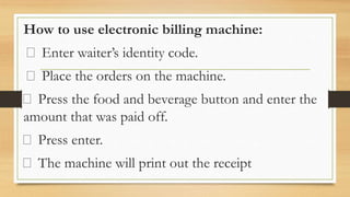 kitchen receipts, orders, bills : support centre... powerpoint report may annLiase Between kitchen and dining area - Copy.pptx