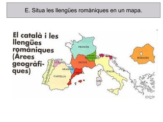E. Situa les llengües romàniques en un mapa.
 