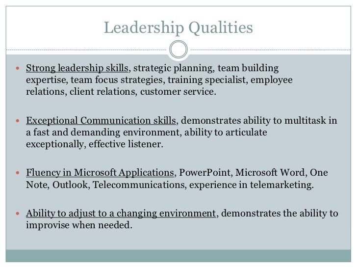 leadership skills list resumes