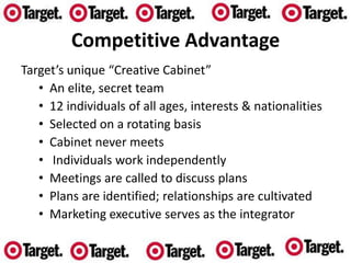 ServicesTarget ClinicTarget PharmacyTarget Photo/PortraitTarget Optical Starbucks CoffeeTarget Café (Jamba Juice and /or Pizza Hut ExpressTarget Financial Services (TFS)Target Sourcing Services (TSS)Target Commercial InteriorsTarget BrandsTarget.com
