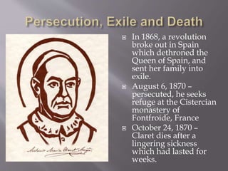Highlights in the life of St. Anthony Mary Claret (for Claret School of ...