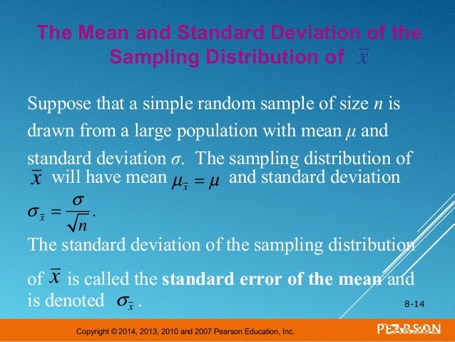 powerpoint sampling distribution suppose a simple random sample of size n is drawn from a large population with mean