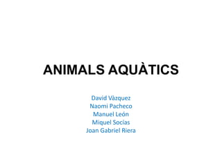 ANIMALS AQUÀTICS
David Vàzquez
Naomi Pacheco
Manuel León
Miquel Socías
Joan Gabriel Riera

 