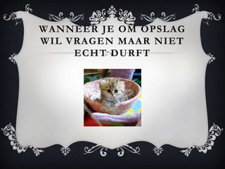 WANNEER JE OM OPSLAG
WIL VRAGEN MAAR NIET
     ECHT DURFT
 